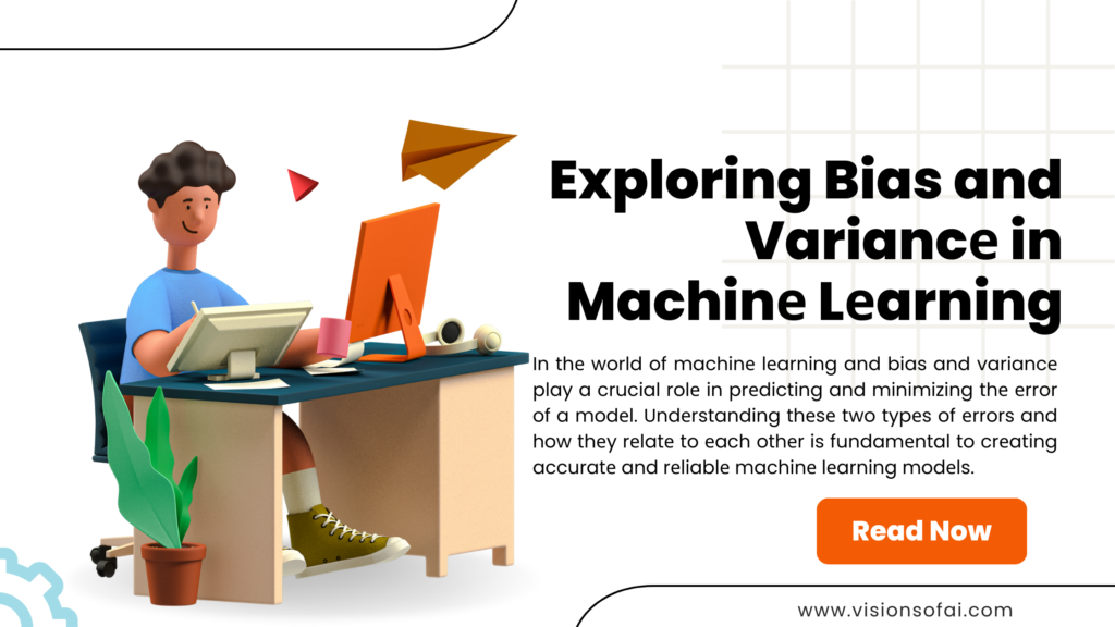 Animated man setting on the table and working and text written with Bias and variance and introduction of it